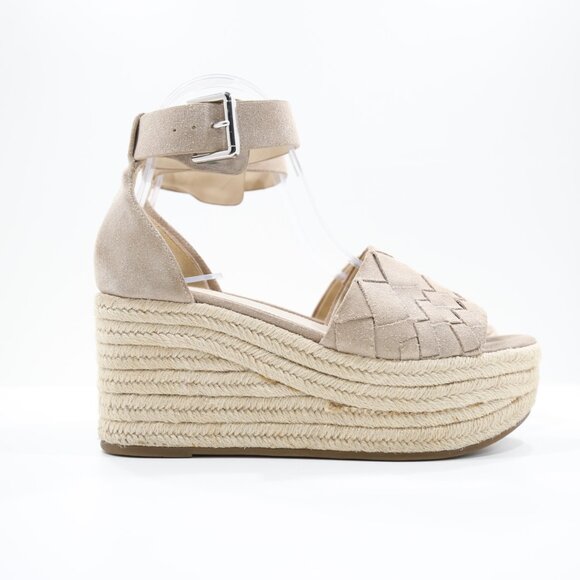 Marc Fisher Varin Tan Leather 3" Wedge Heel Platform Espadrilles - 8 - Picture 3 of 7
